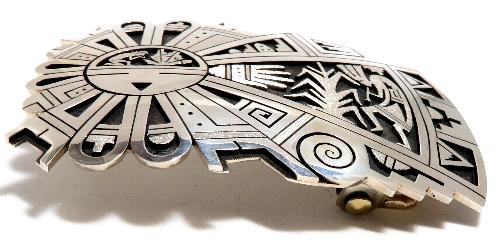 バックル ホピ族製作の オーバーレイ・シルバーバックル