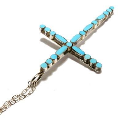 インディアンジュエリー ズニ・ペンダント インレイ ターコイズ