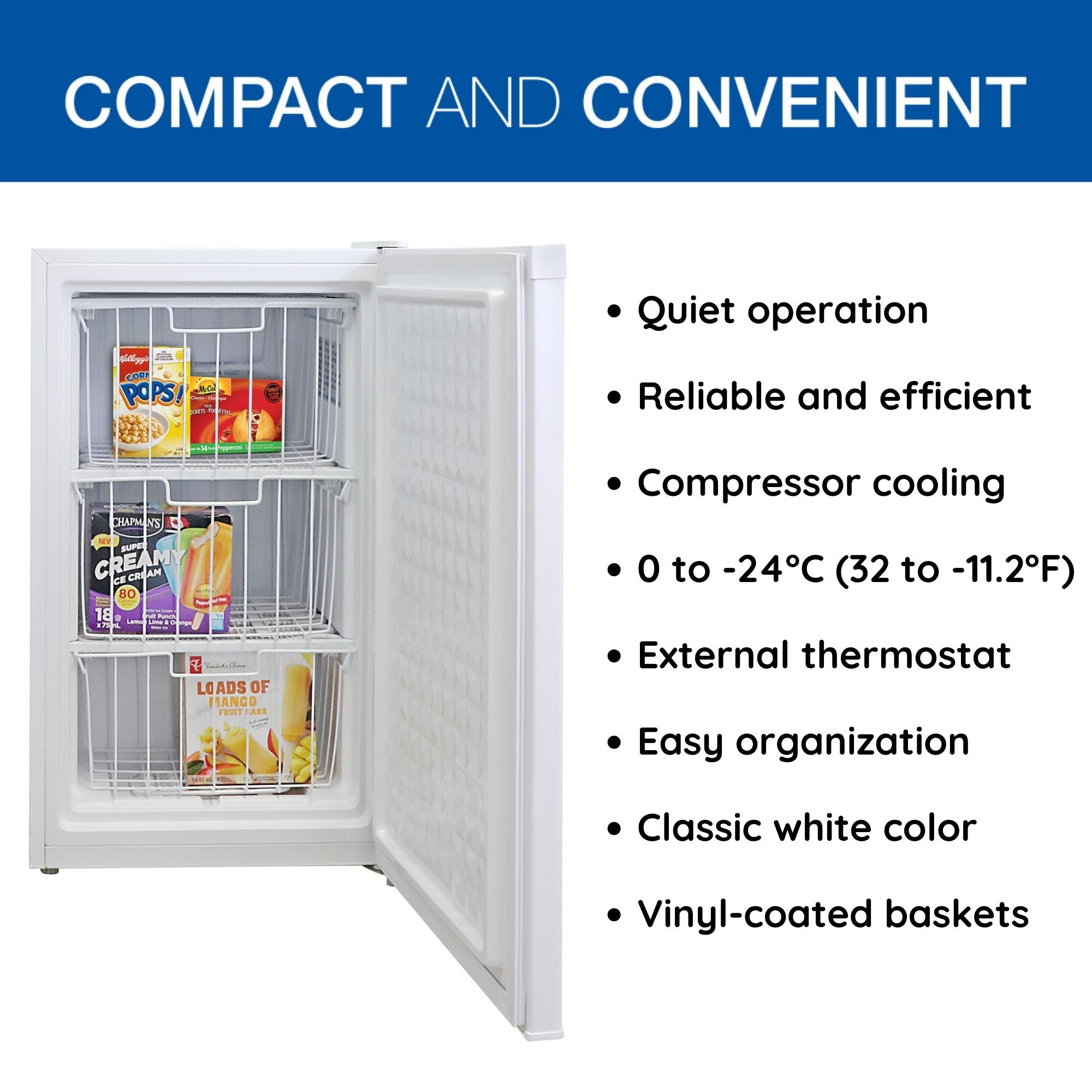 Koolatron Compact Upright Freezer, White, 3.1 Cu Ft (88L), Manual