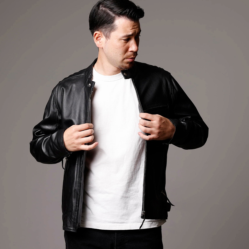 Mo-Laws ラム革 メンズ シングルライダースジャケット M/L/LL/3L/4L/5L