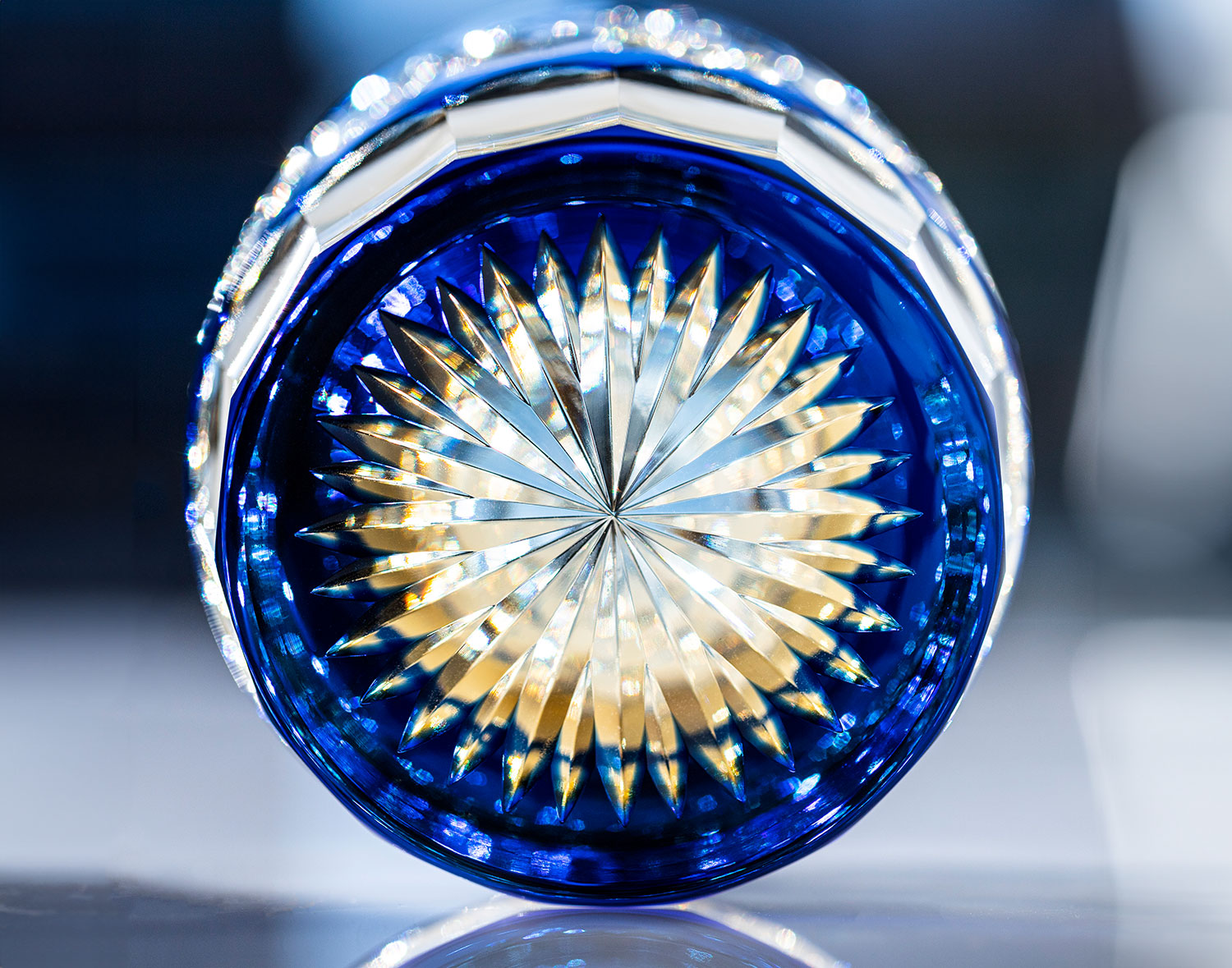 直営店限定 江戸切子 伝統工芸士・篠崎英明作 重ね色目ロックグラス