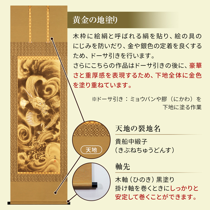 即納品 】【大特価40％引き 】今井玲豊 開運金龍「金の神龍の掛け軸