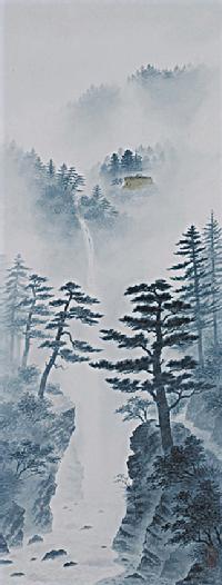 水墨山水 高橋健 別号晨 尺五 肉筆！ 山水画 - 掛け軸（掛軸）販売通販