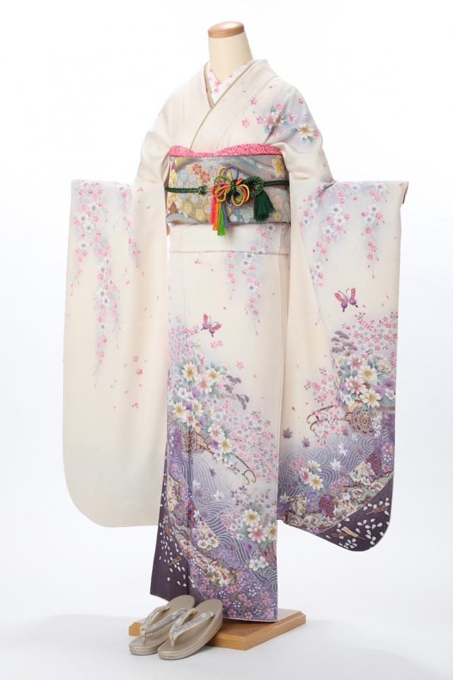 振袖レンタルは『かしいしょうの和楽』｜fs147【振袖レンタル】白地 紫