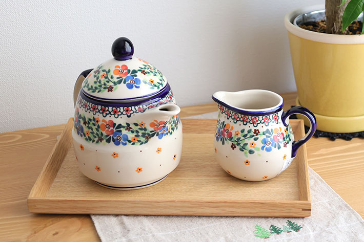ティーポット・中・ポーリッシュポタリー(ポーランド食器)