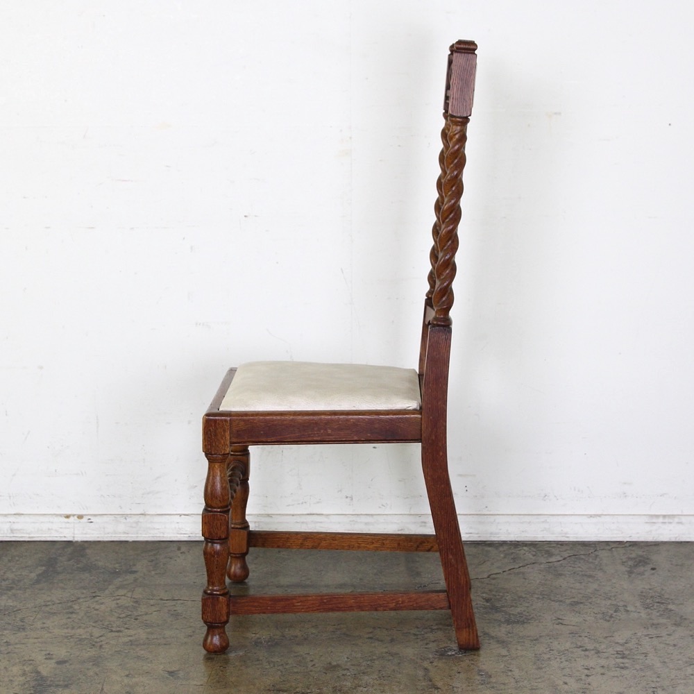 イギリス アンティーク オーク バーリーツイスト ハイバック