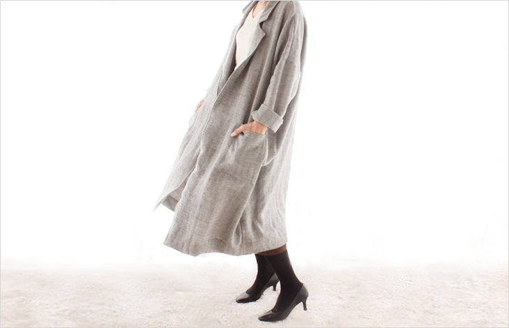 シェットランドウールリネンヘリンボン」の作品例を公開致しました