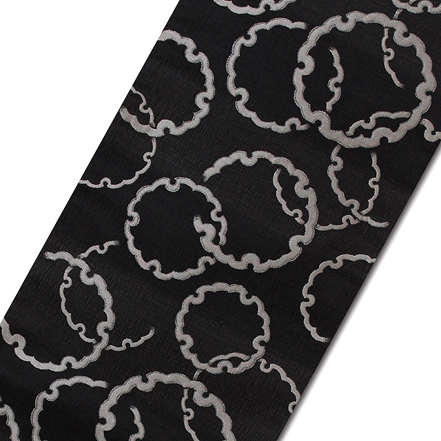 正絹西陣織袋帯 【吉村織物謹製】備長炭染 全通 《袷・単衣のスリー