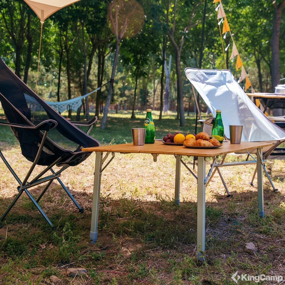 KingCamp アウトドアテーブル折りたたみキャンプテーブル高さ調節竹製