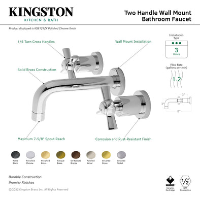 Kingston Sona KS8120ZX - Millennium Double-Handle 3-Hole Wall Mount Ba