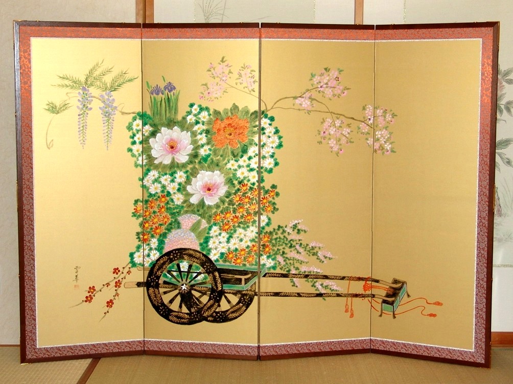金屏風 日本画金屏風の製造/通信販売(通販) 御子柴屏風店