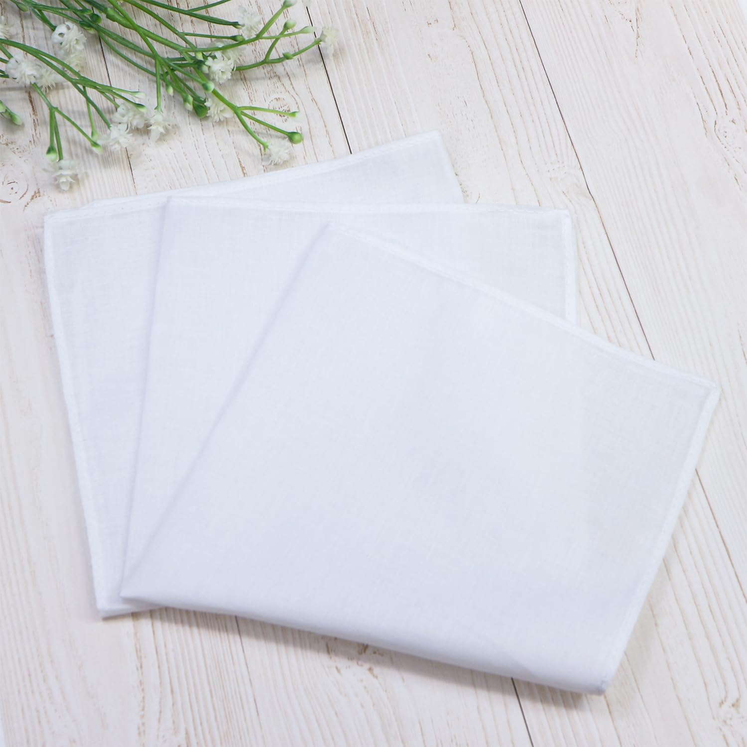 きらきらぷんぷん丸] ハンカチ 白 無地 10枚入りx〔1セット〕 縦約