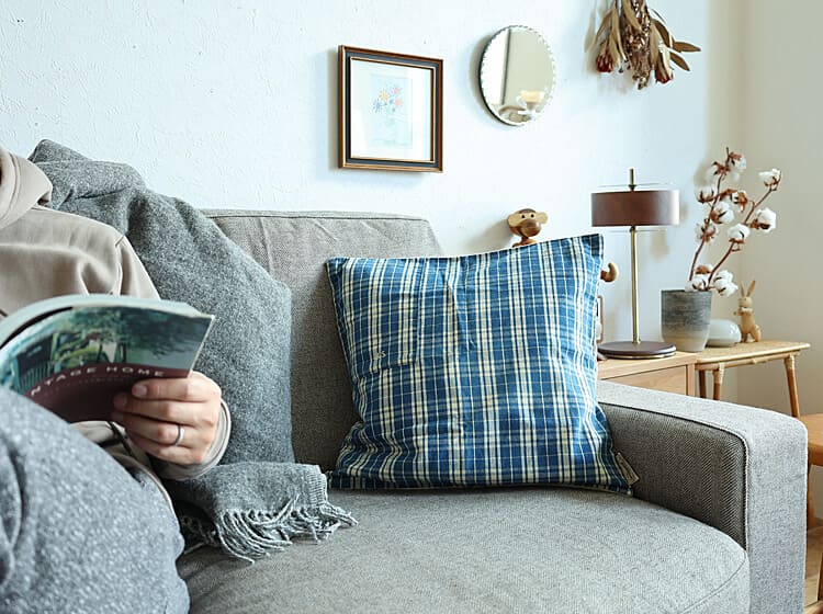 国産クッションカバー Grandad Check（グランチェック）｜北欧