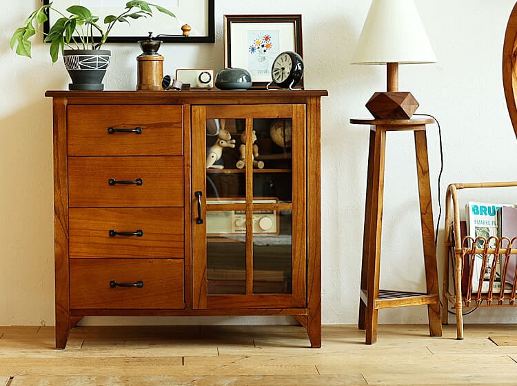 幅80cmガラスキャビネット Garba（ガルバ）｜北欧・ヴィンテージ