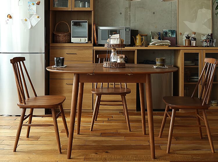 円形 伸長式ダイニングテーブル Rizn(リズン) ブラウンタイプ｜北欧