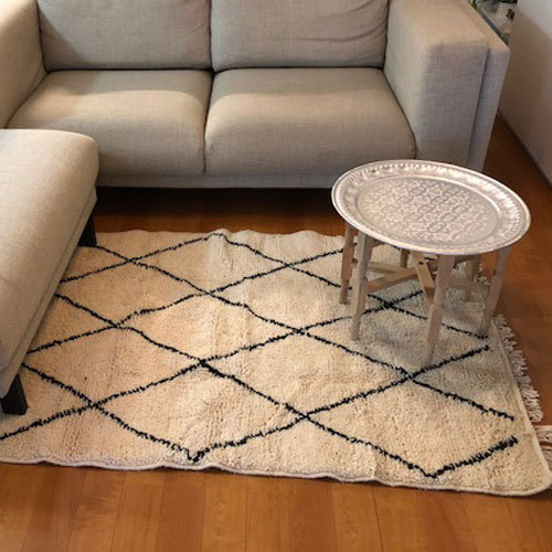 GADAN ファブリック・革（プフ）ラグ「モロッコ ラグ【ベニワレン