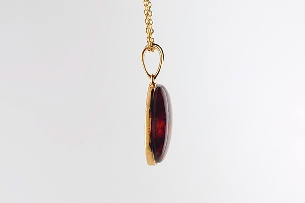 久慈産琥珀ペンダント（チェーンネックレス付き） - 久慈琥珀