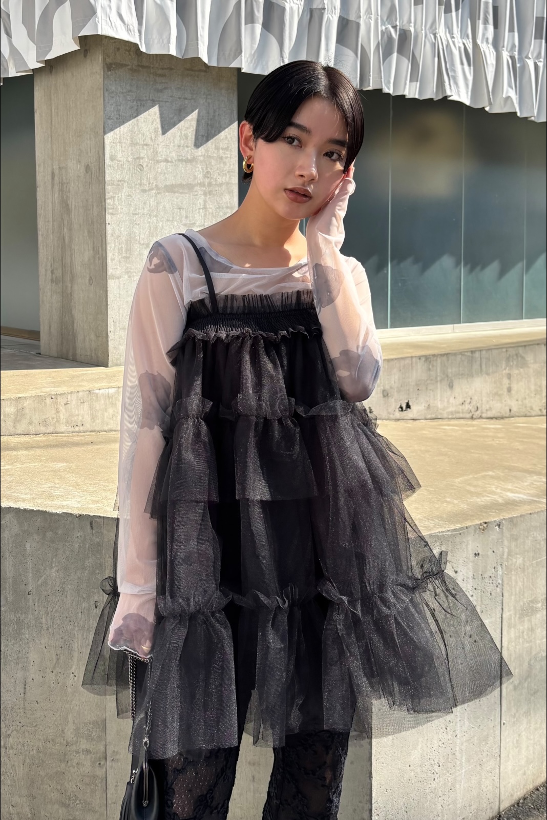 HONEY MI HONEY｜ローズパターンチュールトップス｜デザイナーハンド