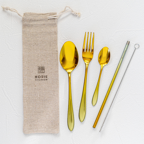 チタン カトラリーセット ゴールド