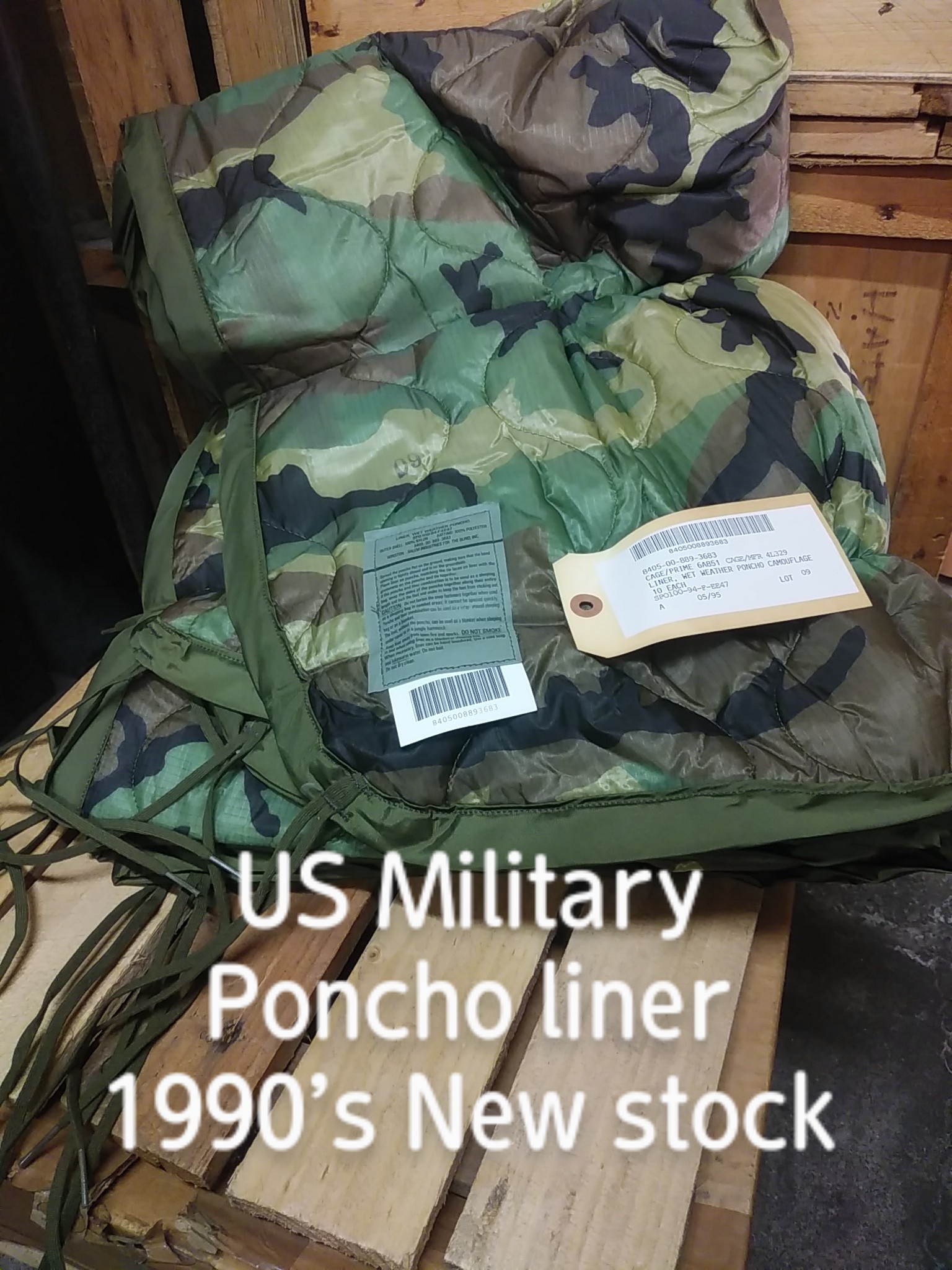 米軍ポンチョライナー 1990年代 ウッドランド迷彩 新品 ハテナ堂