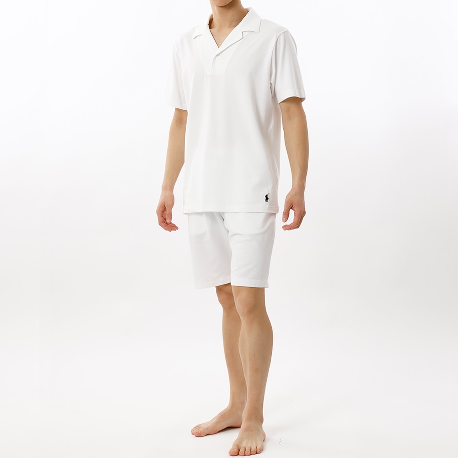 ニットピケショートスリーブノッチカラーシャツ ホワイト | ポロ