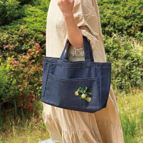 デニムフロントポケットトート インディゴ【最安値605円】｜ノベルティ