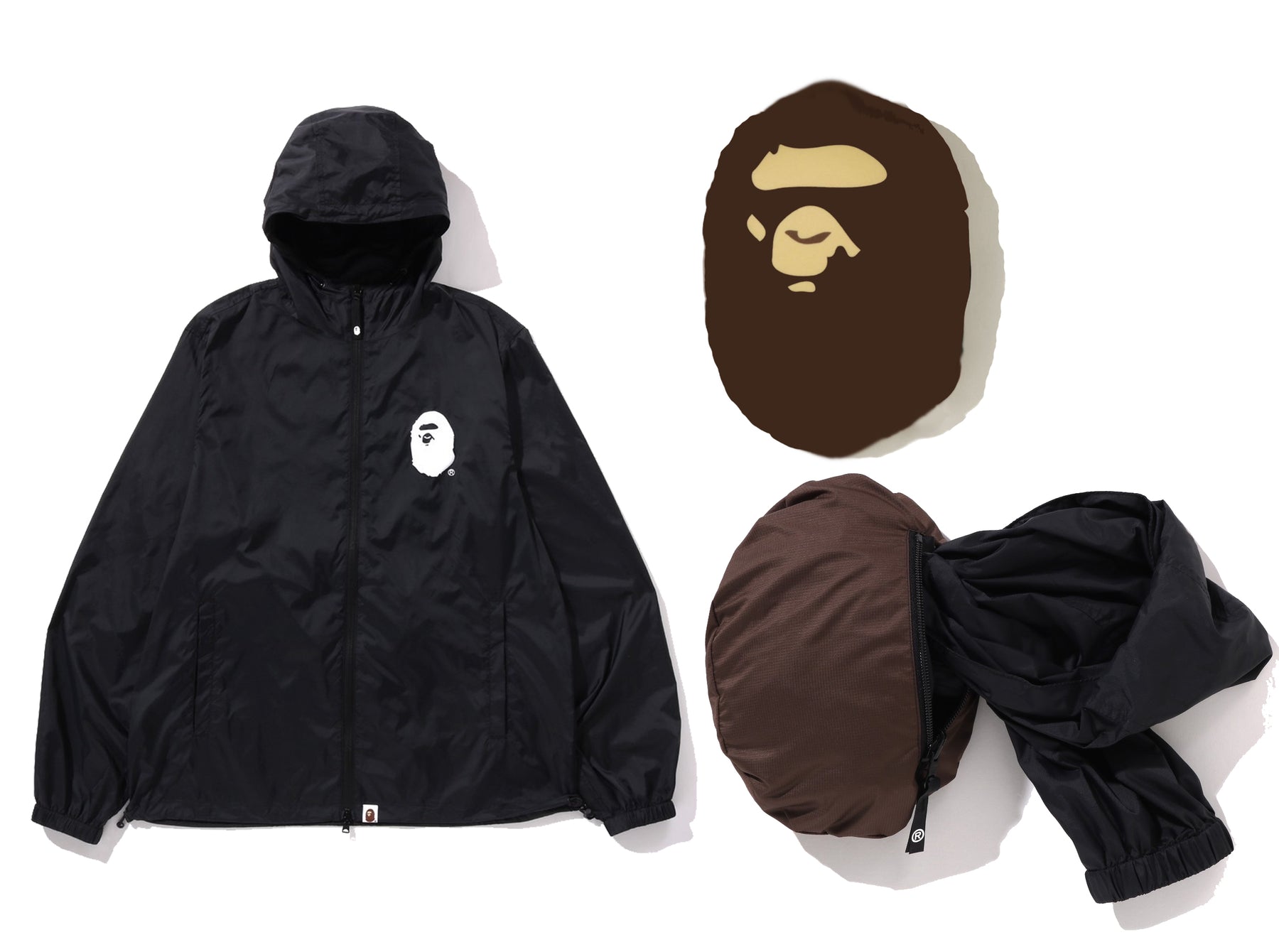 A BATHING APE APE HEAD PACKABLE JACKET – happyjagabee store