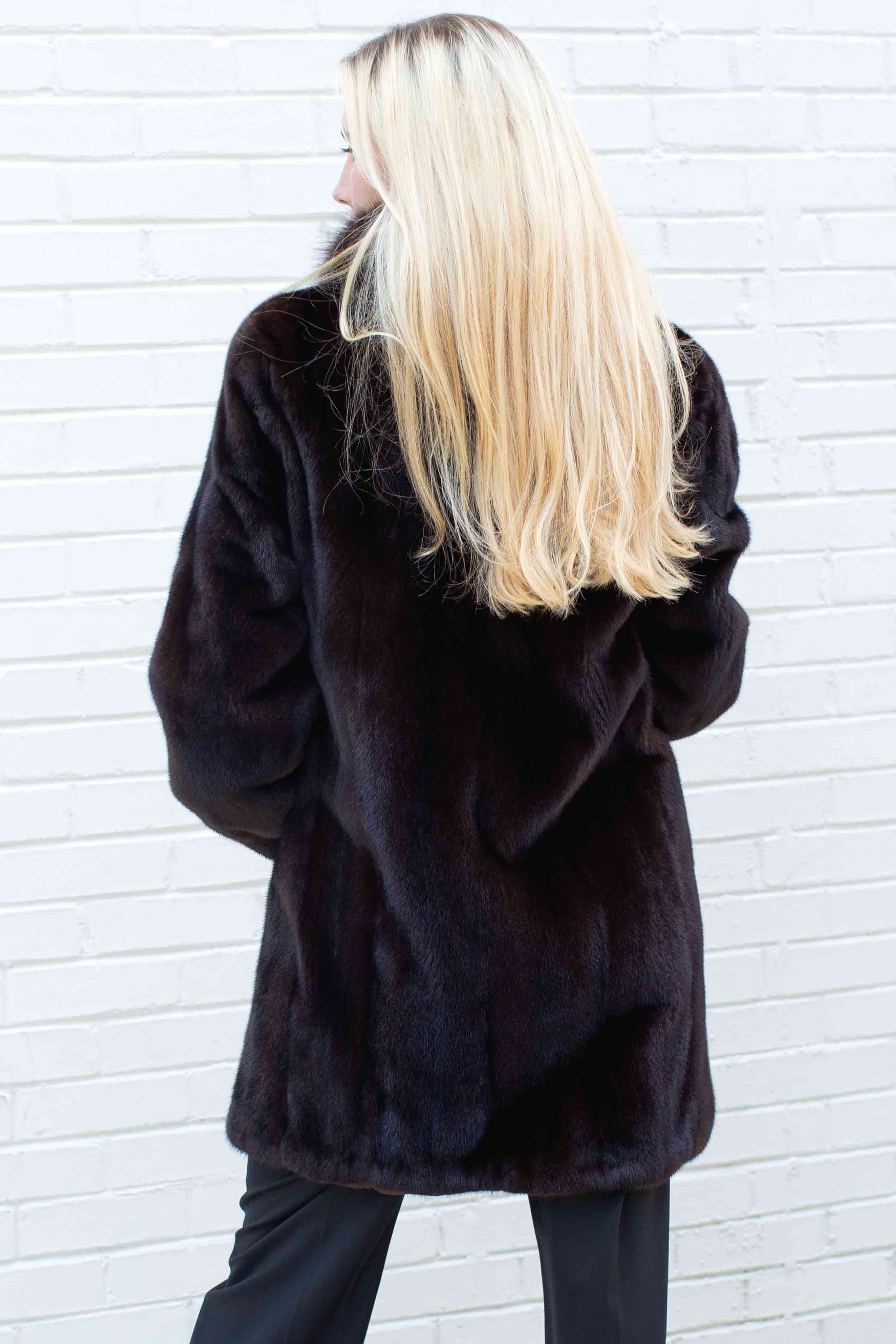 women's mink fur jacket with fox trim – Henig Furs