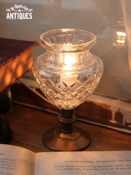 ヴィンテージカットガラスミニテーブルライト｜卓上照明カフェランプ