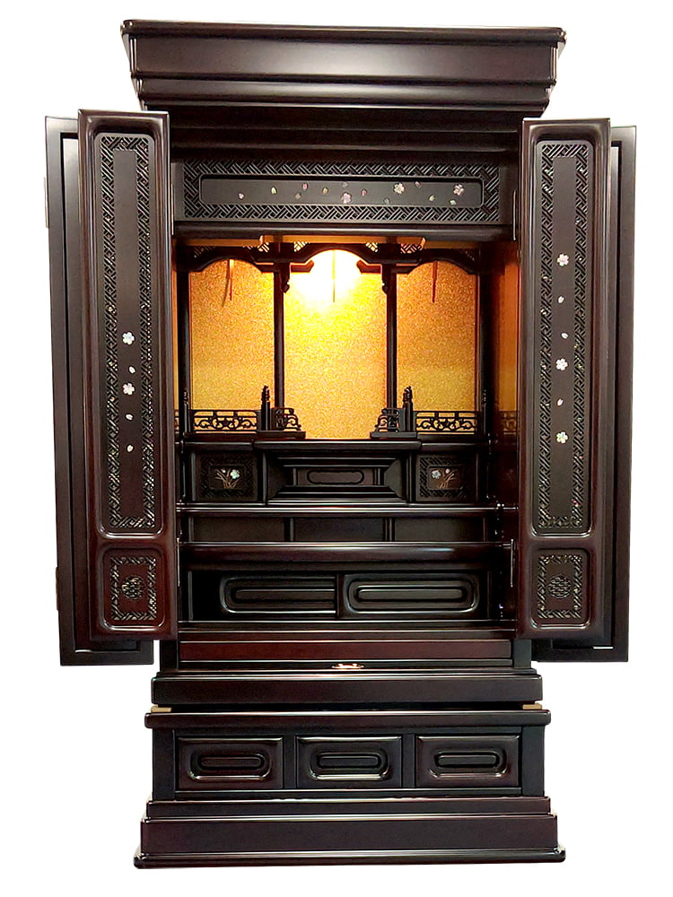 唐木仏壇・桜坂Ⅱ- 螺鈿細工とライトが美しく映える伝統型の唐木仏壇