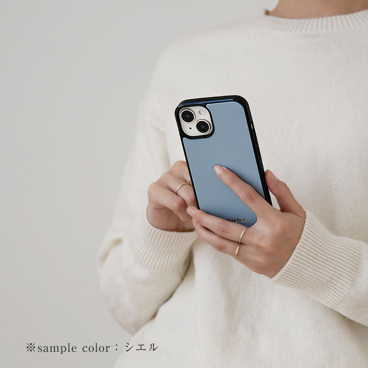名入れ対応 サフィアーノレザー使用 スマホケース グリップタッチ