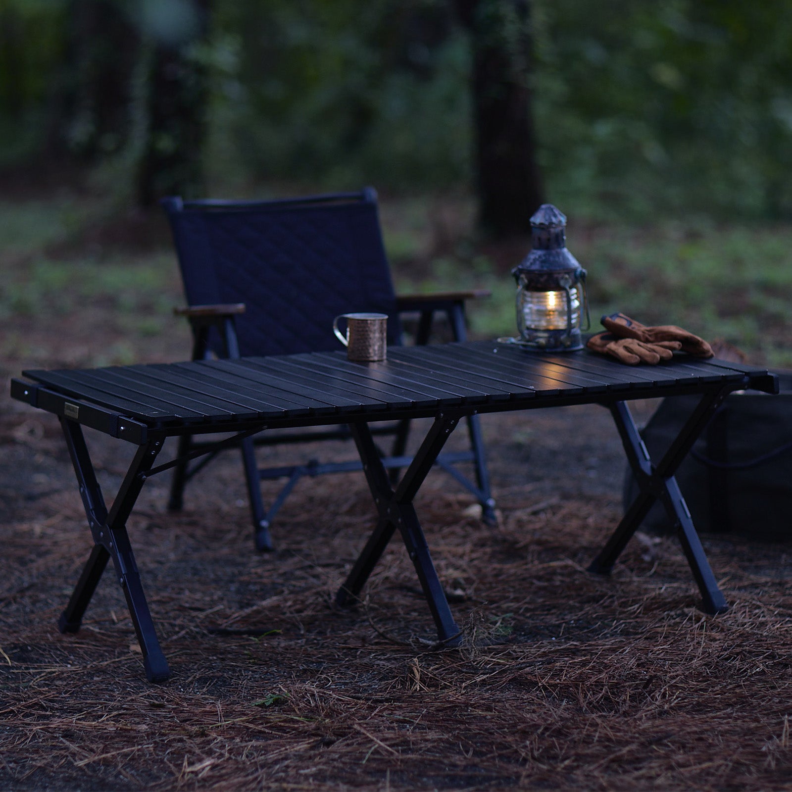 ウッドロールテーブルX Black Edition アウトドア