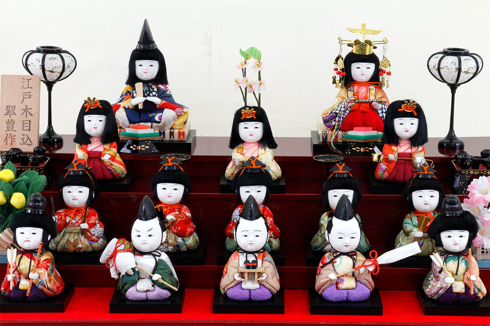 雛人形 木目込十五人ケース飾りセット【P88402】 かわいらしい十五人の