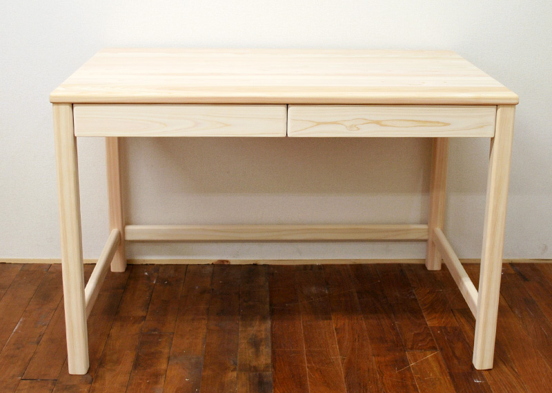 国産ひのき4本足シンプルデスク（引き出し付き）【ひのき家具専門店