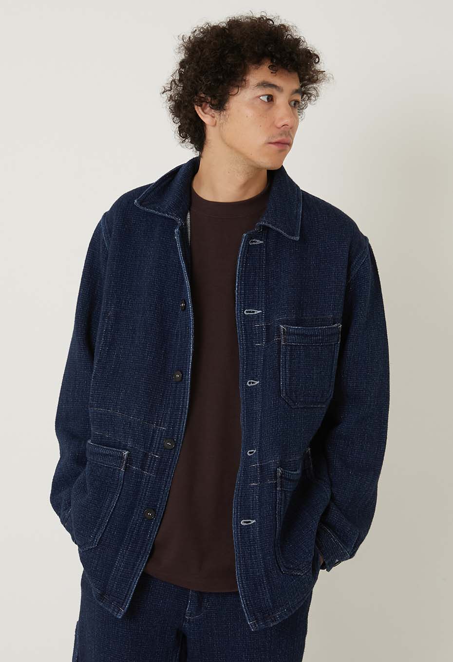 フロージャカードデニム フレンチカバーオールジャケット | BLUE BLUE