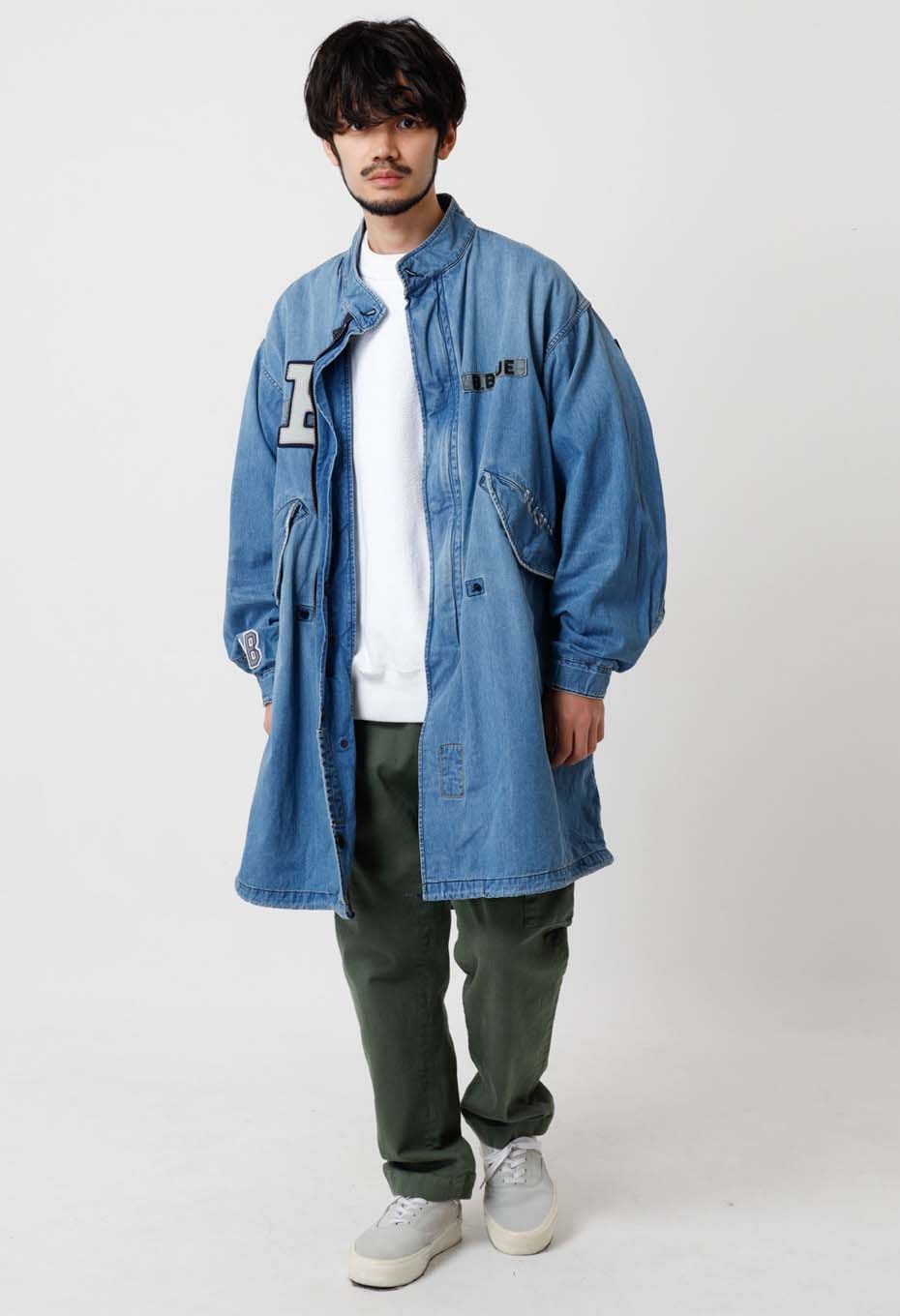 ジャカードデニム アタッチメント フィッシュテールコート | BLUE BLUE