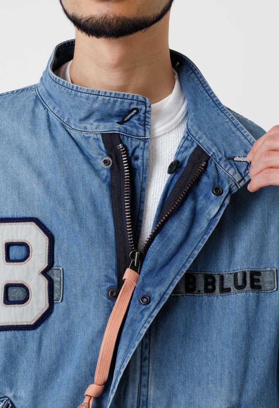 ジャカードデニム アタッチメント フィッシュテールコート | BLUE BLUE