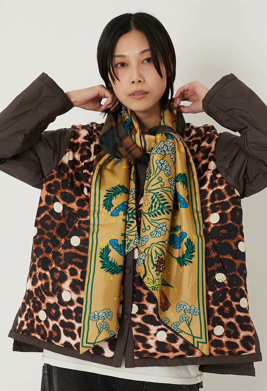 manipuri /ウールシルク チェック柄コンビマフラー | MANIPURI