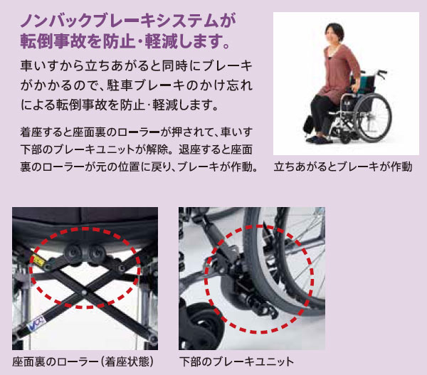 MiKi/ミキ】 自走式自動ブレーキ付車椅子軽量車椅子 CRT-1LoB｜車いす