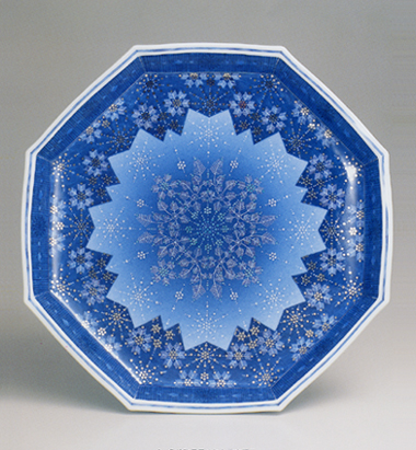 色絵吹墨墨はじき雪文額皿｜十四代今泉今右衛門｜今右衛門