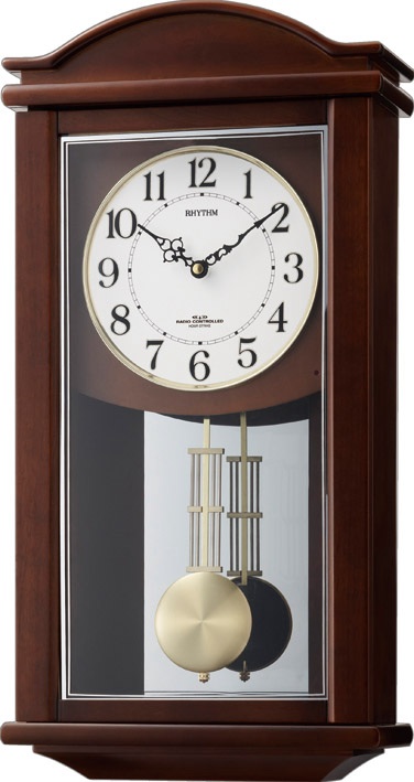 シンプルデザインで報時付き！電波振り子時計 セントルイスF 4MNA05