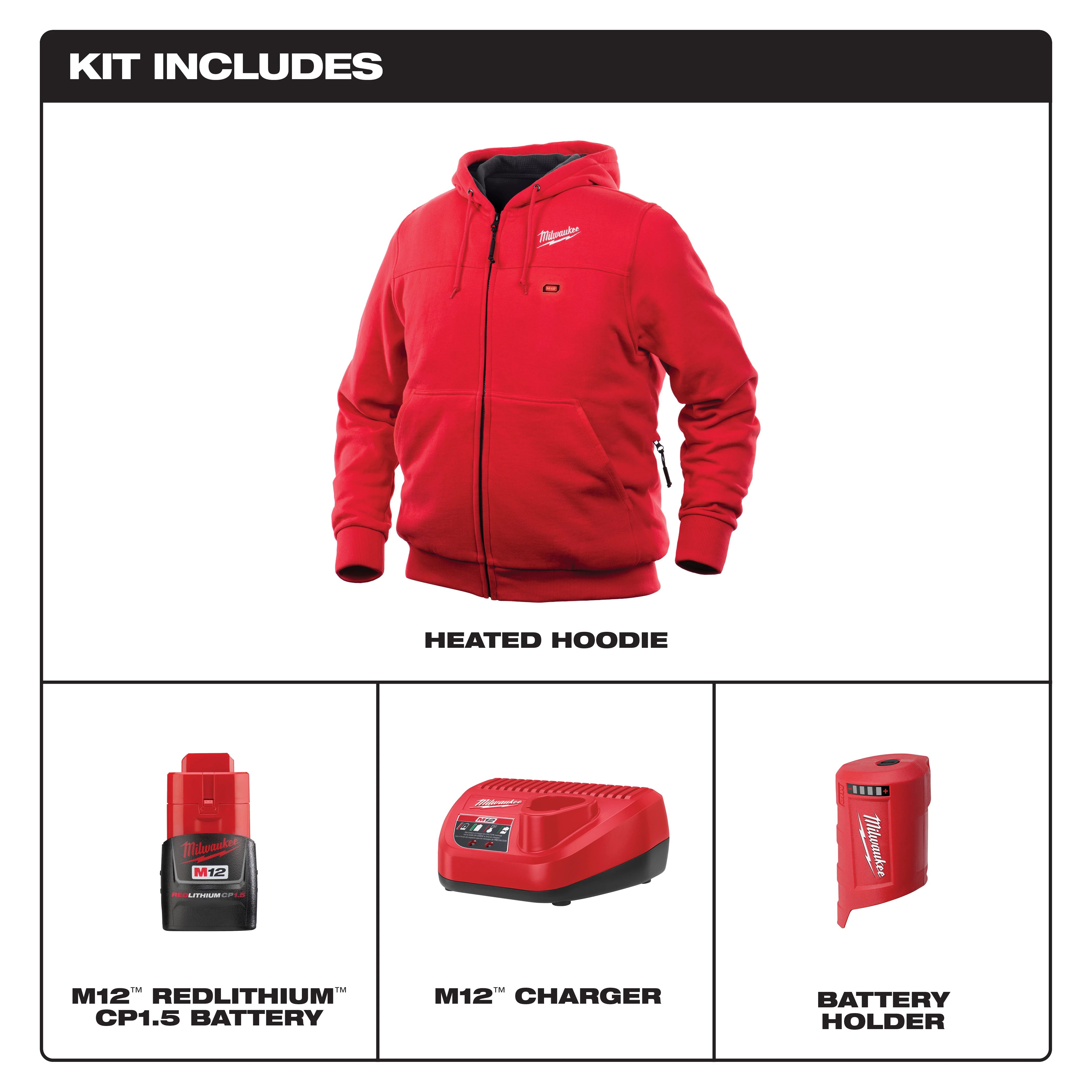 M12 Heated Hoodie Kit L (Red) | IntegriBilt