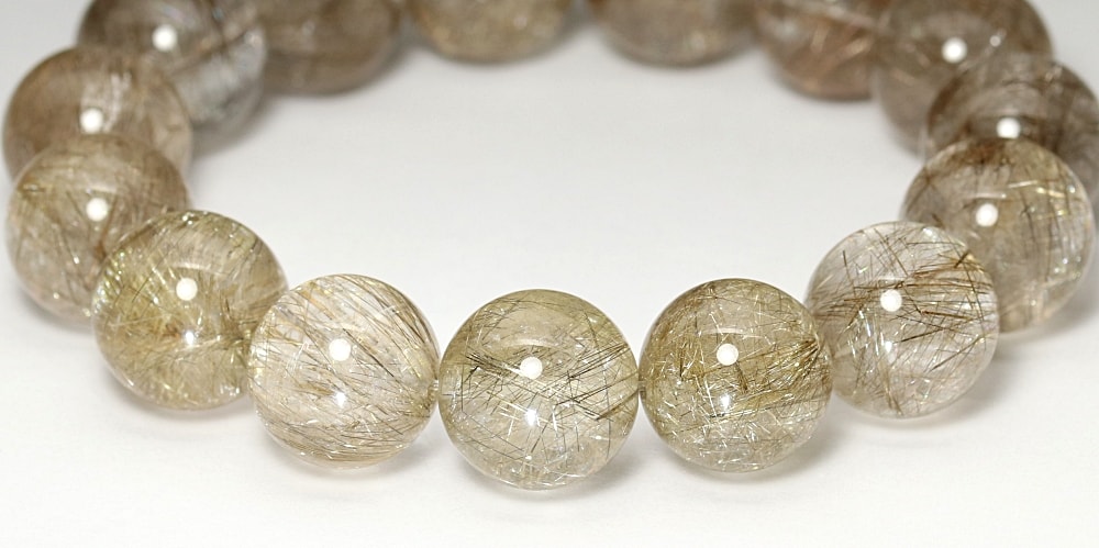 高品質]シルバールチルクォーツブレスレット（約15.5mm玉・超高騰中の