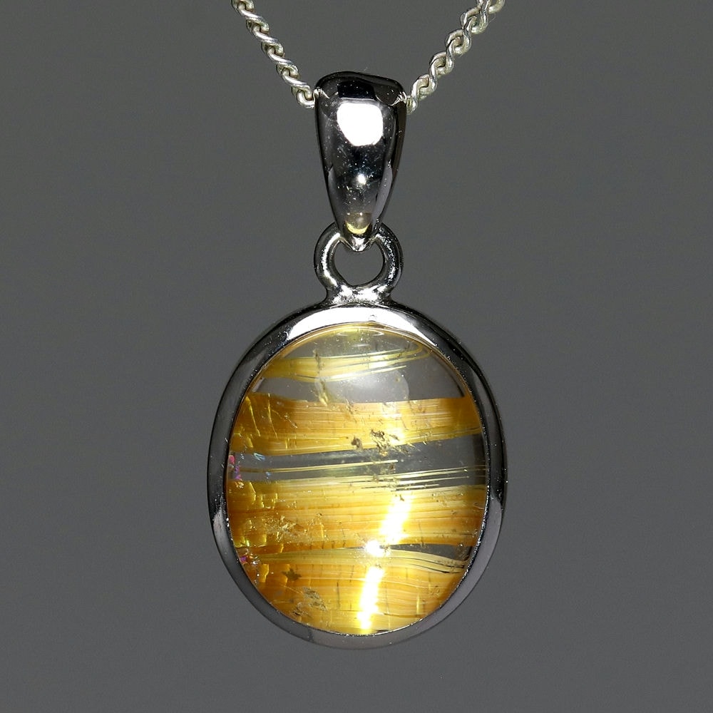 高品質]キャッツアイルチルクォーツペンダントトップ（シルバー925