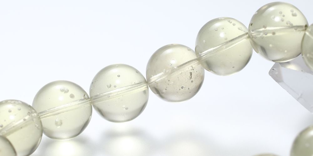 価格改定】[高品質++]天然リビアングラスブレスレット（約14mm大玉・全