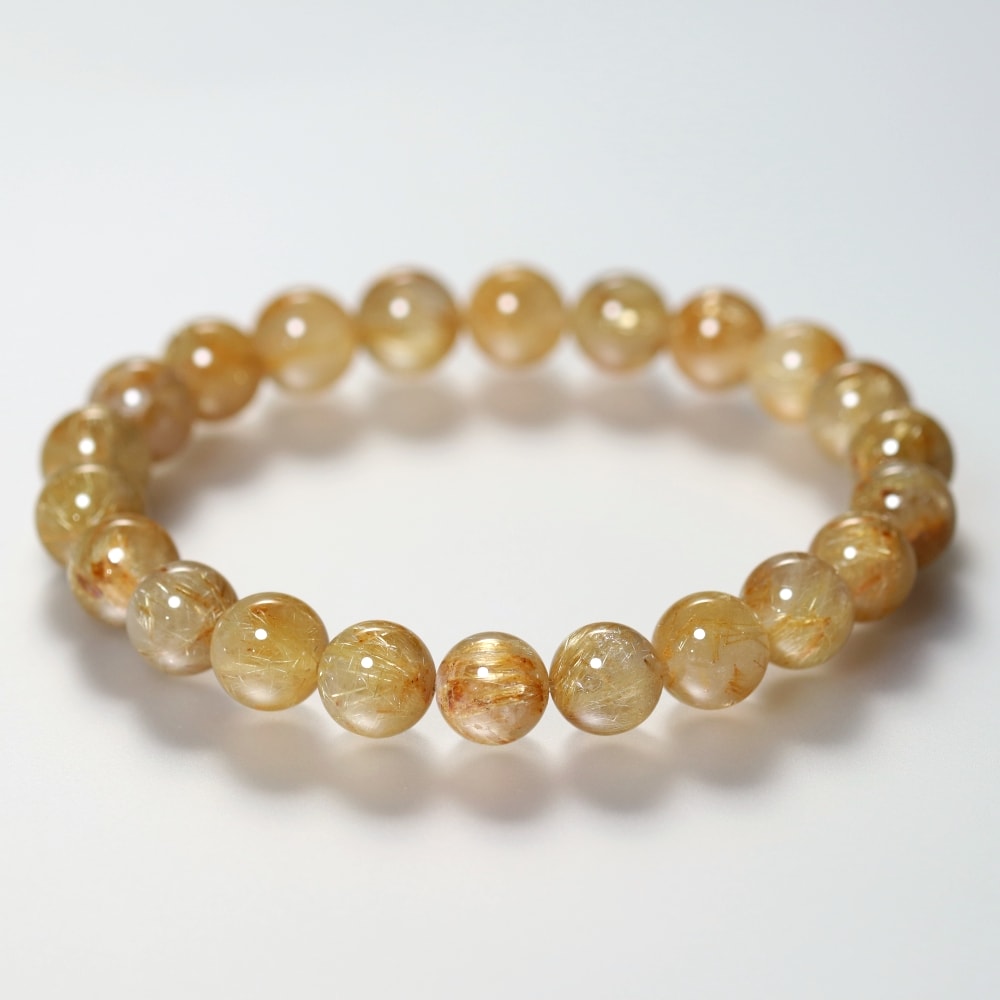 3A]ゴールドルチルクォーツブレスレット（約8.5mm玉） - 埼玉県吉川市