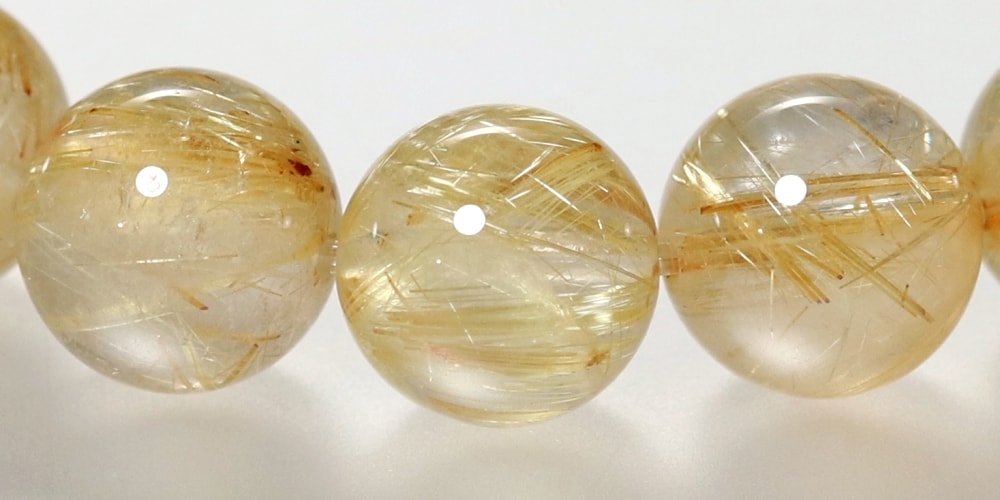 3A]ゴールドルチルクォーツブレスレット（約8.5mm玉） - 埼玉県吉川市