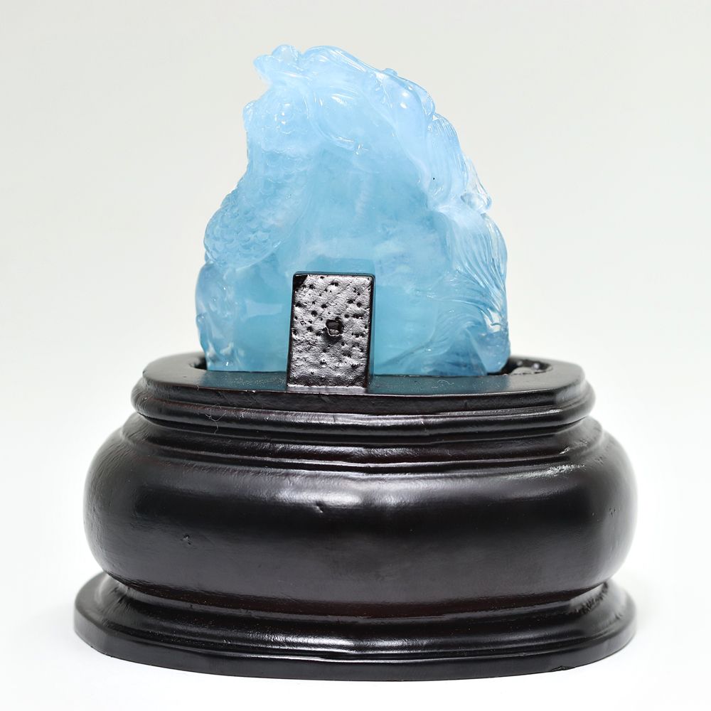 トップクォリティ]ブラジル産アクアマリン/(辰)龍彫刻（全高約90mm