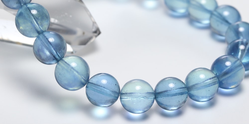 トップクォリティ]ディープブルーアクアマリンブレスレット（約8.5mm玉