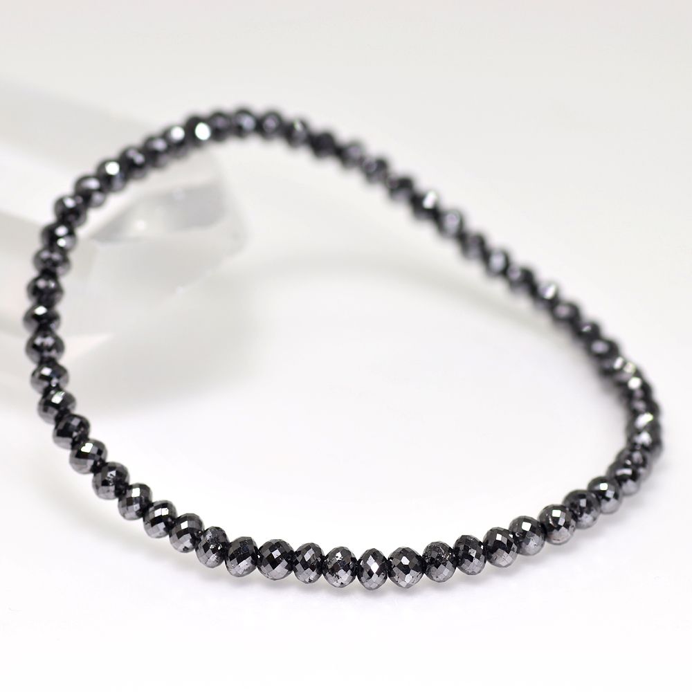 トップクォリティ]ブラックダイヤモンドブレスレット（約3.7-3.9mm玉
